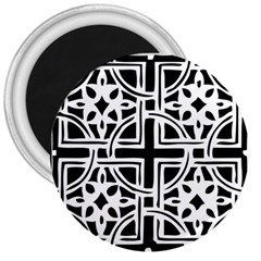 Black And White Geometric Geometry Pattern 3  Magnets