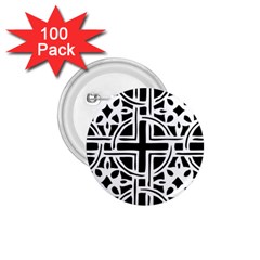 Black And White Geometric Geometry Pattern 1 75  Buttons (100 Pack) 