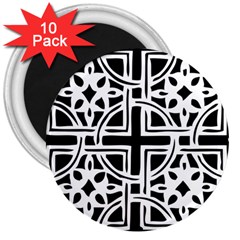 Black And White Geometric Geometry Pattern 3  Magnets (10 Pack) 