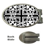 Black And White Geometric Geometry Pattern Money Clips (Oval)  Front