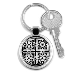 Black And White Geometric Geometry Pattern Key Chain (round)