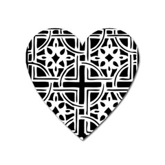 Black And White Geometric Geometry Pattern Heart Magnet by Jancukart