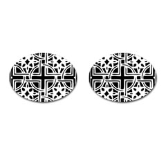 Black And White Geometric Geometry Pattern Cufflinks (oval)