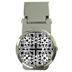 Black And White Geometric Geometry Pattern Money Clip Watches