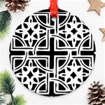 Black And White Geometric Geometry Pattern Round Ornament (Two Sides) Back