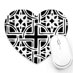 Black And White Geometric Geometry Pattern Heart Mousepads