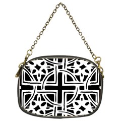 Black And White Geometric Geometry Pattern Chain Purse (two Sides)