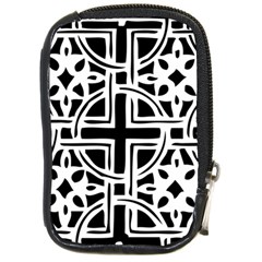 Black And White Geometric Geometry Pattern Compact Camera Leather Case by Jancukart