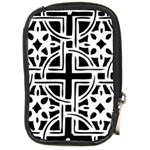 Black And White Geometric Geometry Pattern Compact Camera Leather Case Front