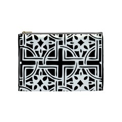 Black And White Geometric Geometry Pattern Cosmetic Bag (medium)