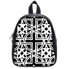 Black And White Geometric Geometry Pattern School Bag (small)