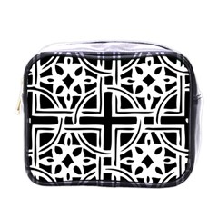 Black And White Geometric Geometry Pattern Mini Toiletries Bag (one Side)