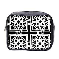 Black And White Geometric Geometry Pattern Mini Toiletries Bag (two Sides)