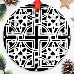 Black And White Geometric Geometry Pattern Ornament (round Filigree)