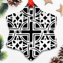 Black And White Geometric Geometry Pattern Snowflake Ornament (two Sides)