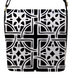 Black And White Geometric Geometry Pattern Flap Closure Messenger Bag (s)