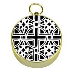 Black And White Geometric Geometry Pattern Gold Compasses by Jancukart