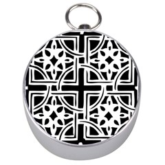 Black And White Geometric Geometry Pattern Silver Compasses by Jancukart