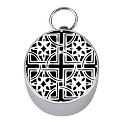 Black And White Geometric Geometry Pattern Mini Silver Compasses