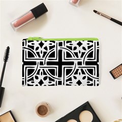 Black And White Geometric Geometry Pattern Cosmetic Bag (xs) by Jancukart