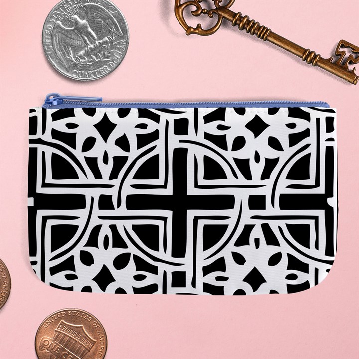 Black And White Geometric Geometry Pattern Large Coin Purse