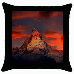 Switzerland-zermatt-mountains-snow- Throw Pillow Case (black) by Jancukart