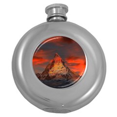 Switzerland-zermatt-mountains-snow- Round Hip Flask (5 Oz) by Jancukart