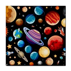 Background-with-many-planets-space Tile Coaster by Jancukart