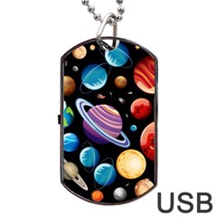 Background-with-many-planets-space Dog Tag USB Flash (Two Sides)