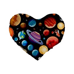 Background-with-many-planets-space Standard 16  Premium Heart Shape Cushions