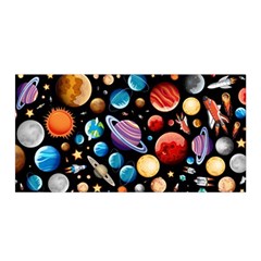 Background-with-many-planets-space Satin Wrap 35  x 70 