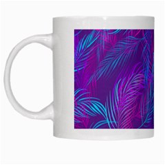 Leaf-pattern-with-neon-purple-background White Mug