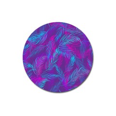 Leaf-pattern-with-neon-purple-background Magnet 3  (round)