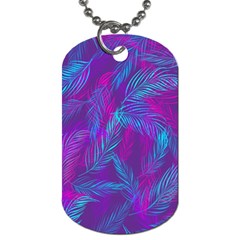 Leaf-pattern-with-neon-purple-background Dog Tag (one Side)