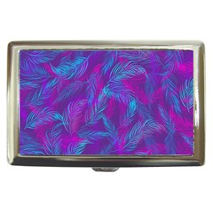 Leaf-pattern-with-neon-purple-background Cigarette Money Case by Jancukart