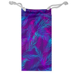 Leaf-pattern-with-neon-purple-background Jewelry Bag