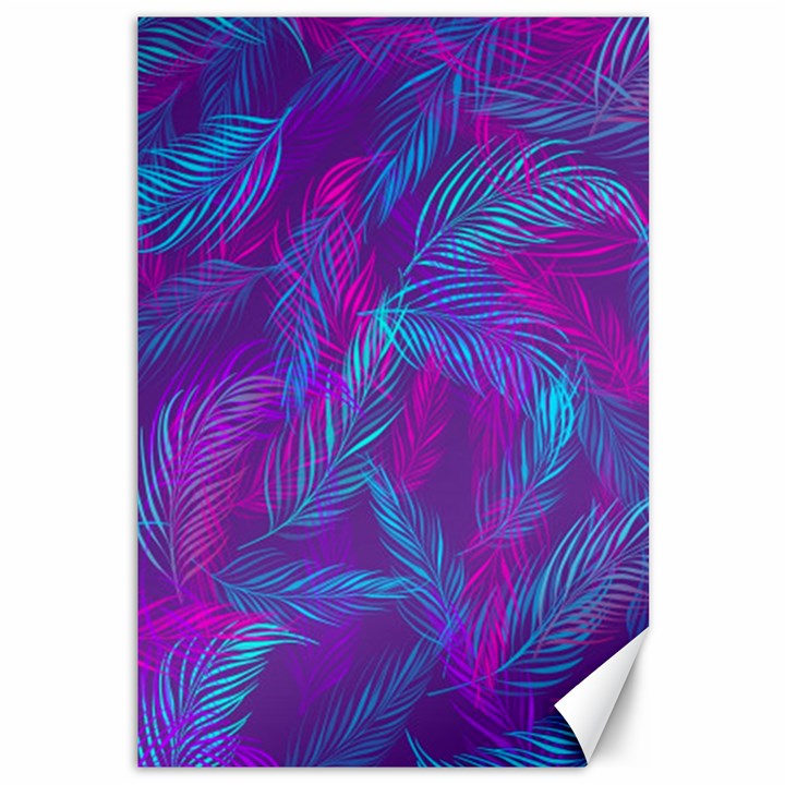 Leaf-pattern-with-neon-purple-background Canvas 12  x 18 