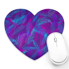 Leaf-pattern-with-neon-purple-background Heart Mousepads