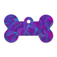 Leaf-pattern-with-neon-purple-background Dog Tag Bone (one Side)