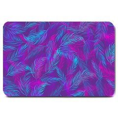 Leaf-pattern-with-neon-purple-background Large Doormat  by Jancukart