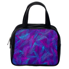 Leaf-pattern-with-neon-purple-background Classic Handbag (one Side) by Jancukart