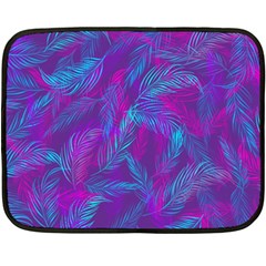 Leaf-pattern-with-neon-purple-background Fleece Blanket (mini)