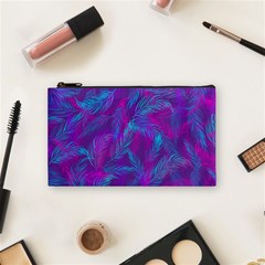 Leaf-pattern-with-neon-purple-background Cosmetic Bag (small)