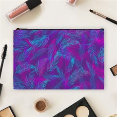 Leaf-pattern-with-neon-purple-background Cosmetic Bag (large)