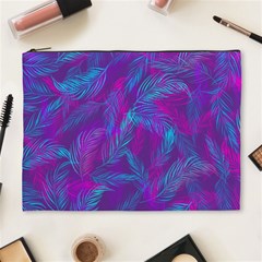 Leaf-pattern-with-neon-purple-background Cosmetic Bag (xl)