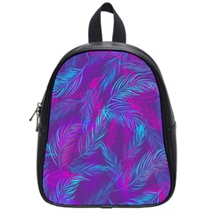 Leaf-pattern-with-neon-purple-background School Bag (small) by Jancukart