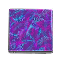 Leaf-pattern-with-neon-purple-background Memory Card Reader (square 5 Slot)