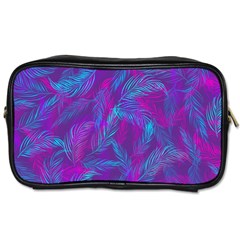 Leaf-pattern-with-neon-purple-background Toiletries Bag (one Side)