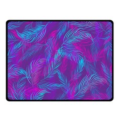 Leaf-pattern-with-neon-purple-background Fleece Blanket (small)