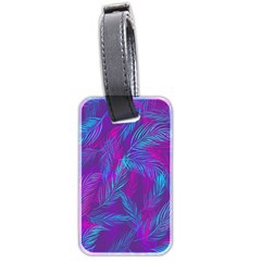 Leaf-pattern-with-neon-purple-background Luggage Tag (two Sides)